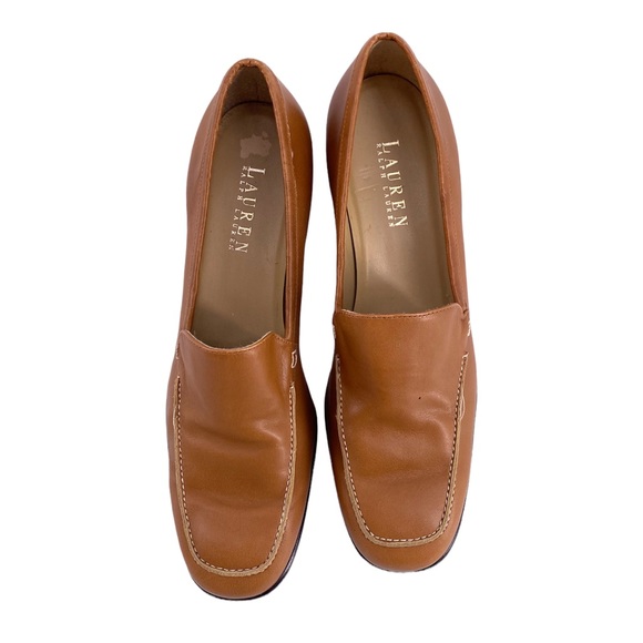 Ralph Lauren Leather Tan Heels Size 8 - Picture 7 of 8